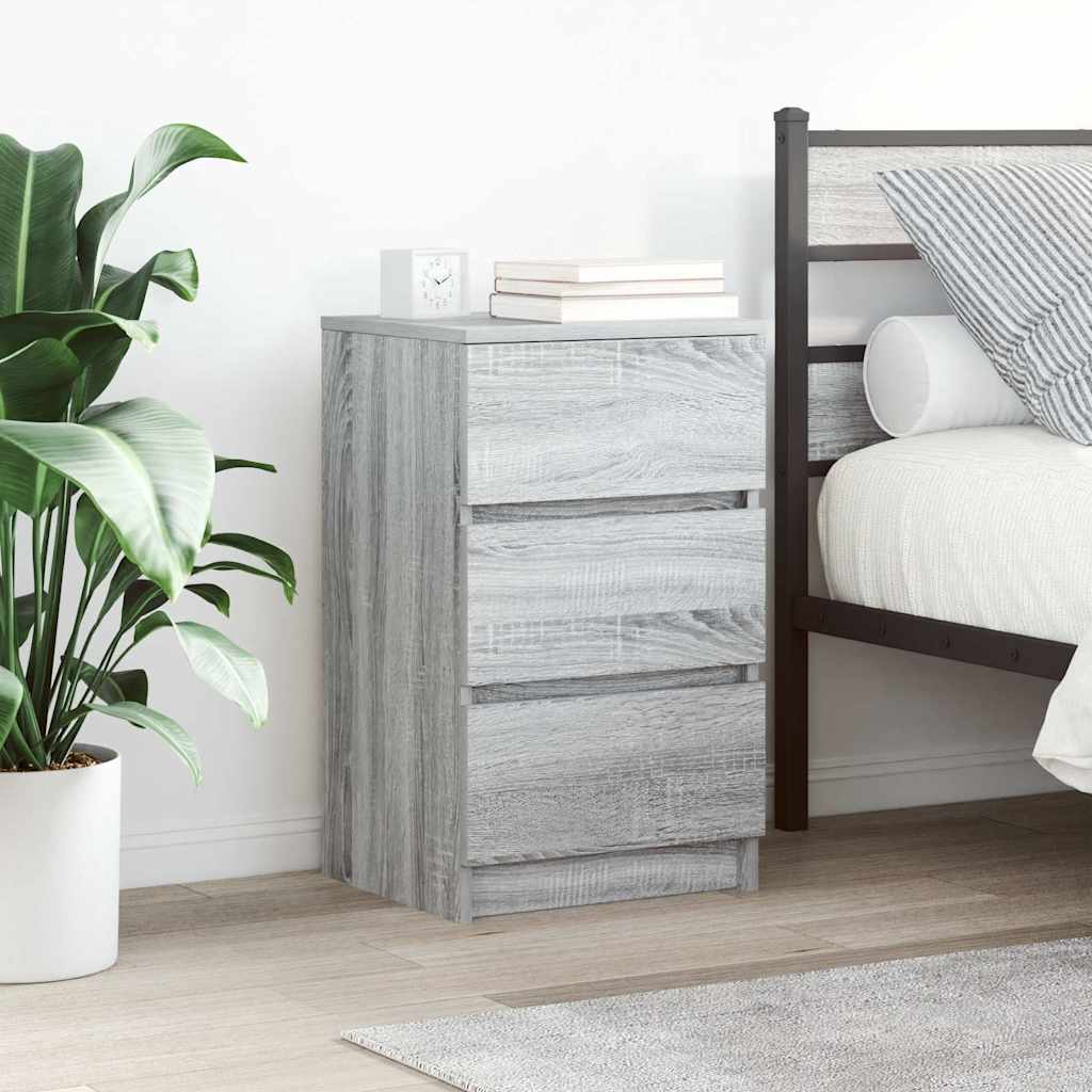 vidaXL Nachtkastje met 3 lades 39x35x65 cm zwart - Aashly