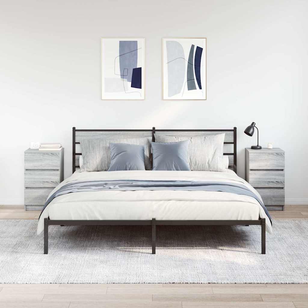 vidaXL Nachtkastje met 3 lades 39x35x65 cm zwart - Aashly