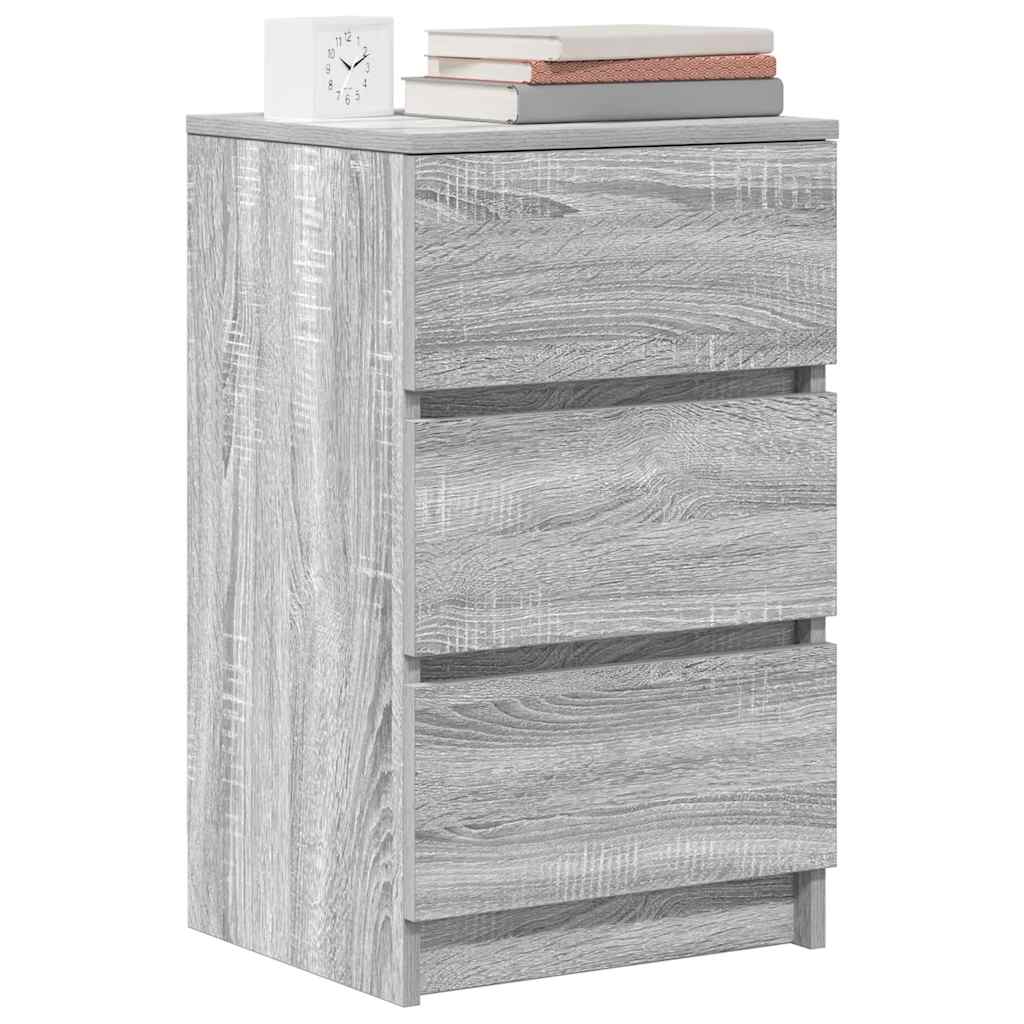 vidaXL Nachtkastje met 3 lades 39x35x65 cm zwart - Aashly
