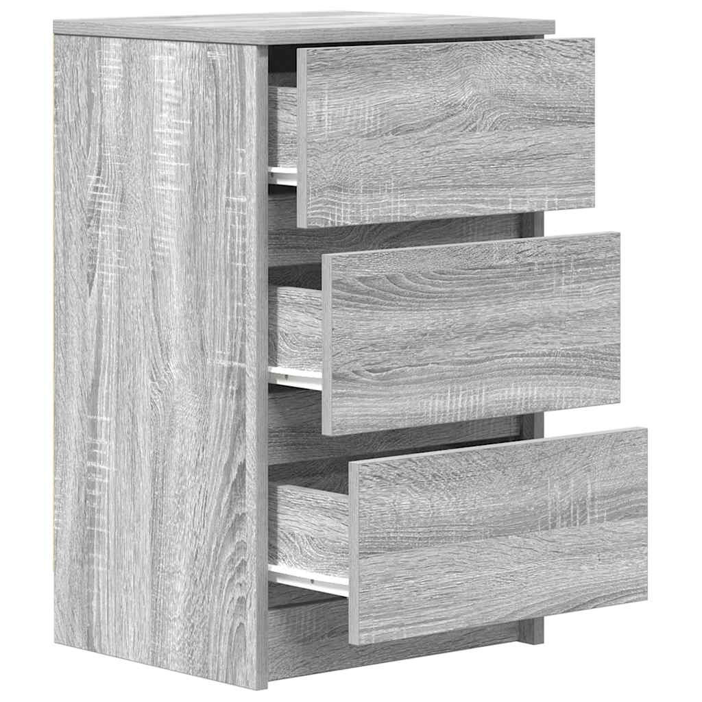 vidaXL Nachtkastje met 3 lades 39x35x65 cm zwart - Aashly