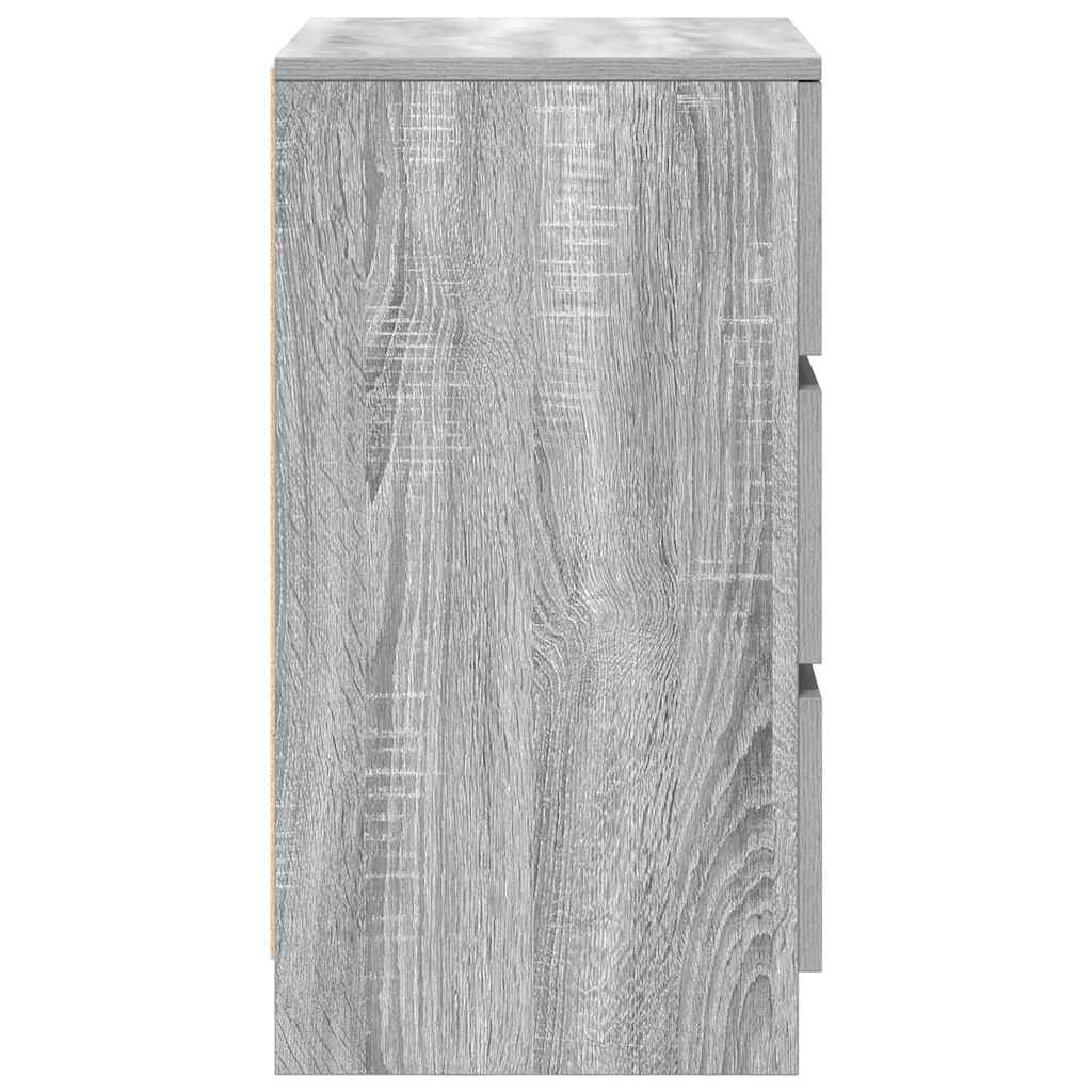vidaXL Nachtkastje met 3 lades 39x35x65 cm zwart - Aashly