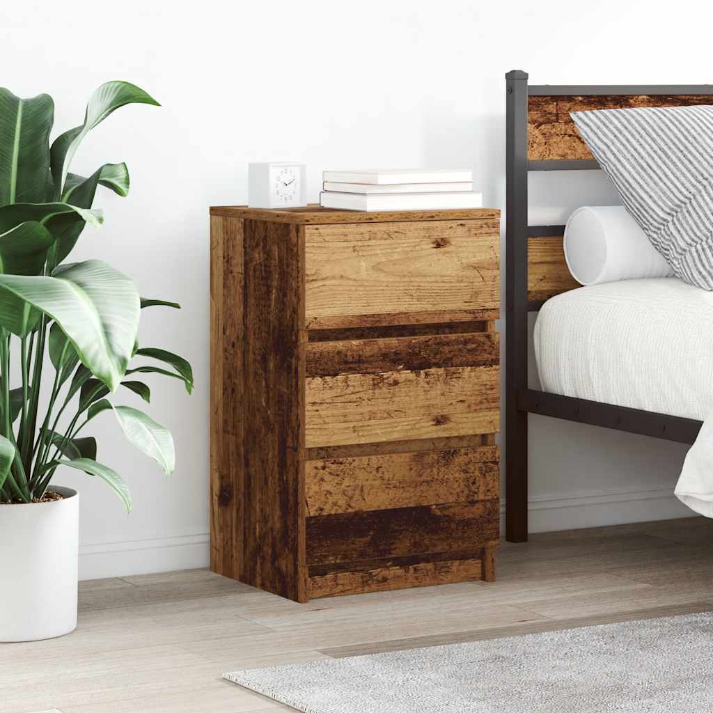 vidaXL Nachtkastje met 3 lades 39x35x65 cm zwart - Aashly