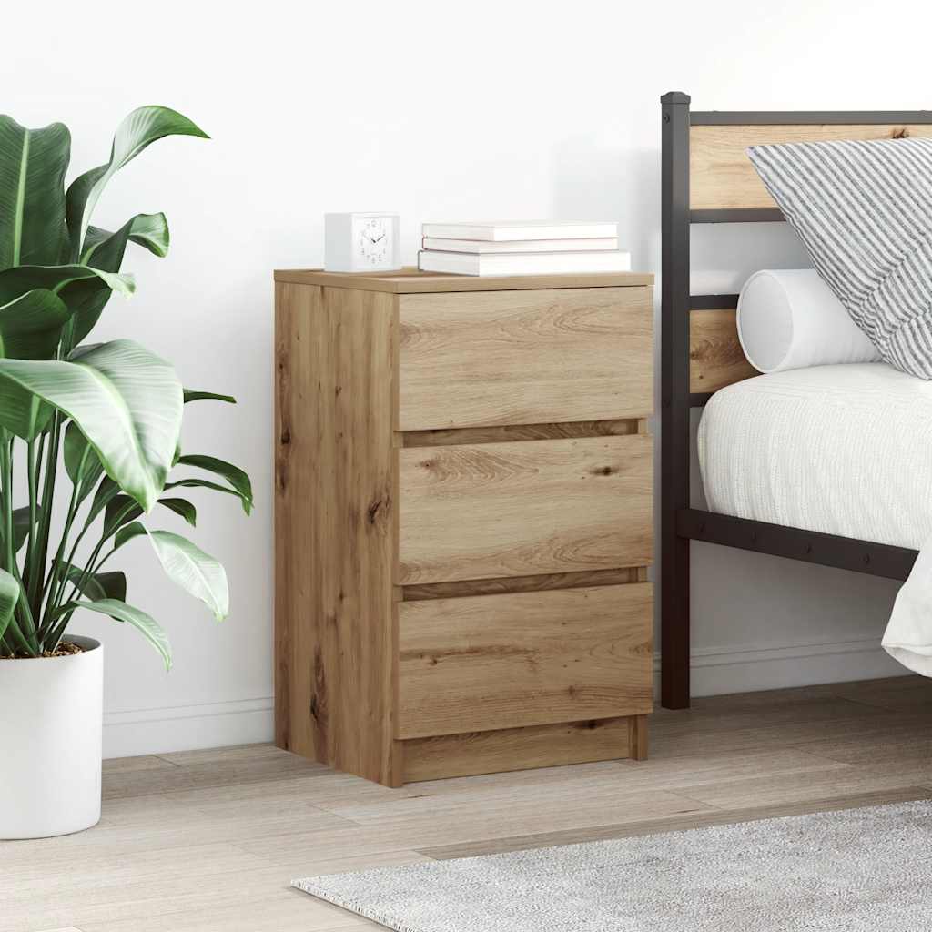 vidaXL Nachtkastje met 3 lades 39x35x65 cm zwart - Aashly