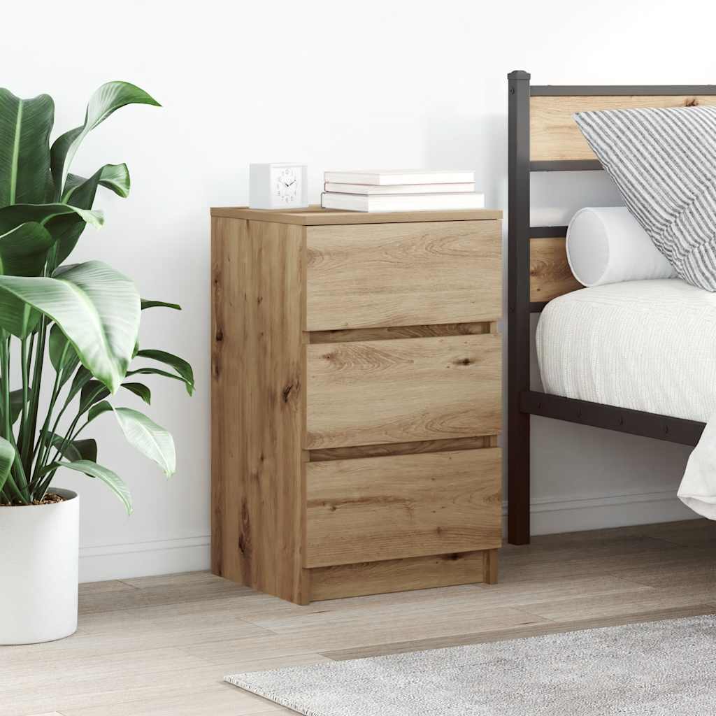 vidaXL Nachtkastje met 3 lades 39x35x65 cm zwart - Aashly
