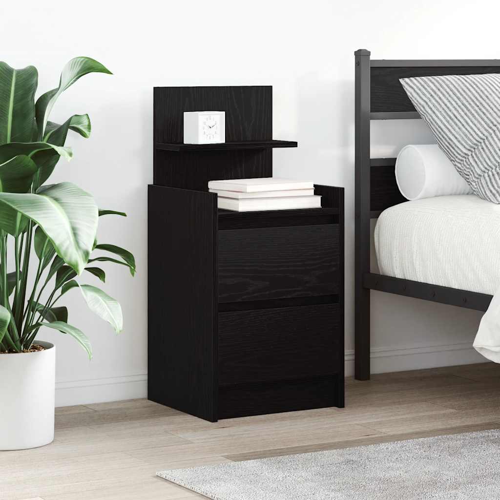 vidaXL Nachtkastjes met 2 lades 2 st 38x34x80 cm zwart - Aashly