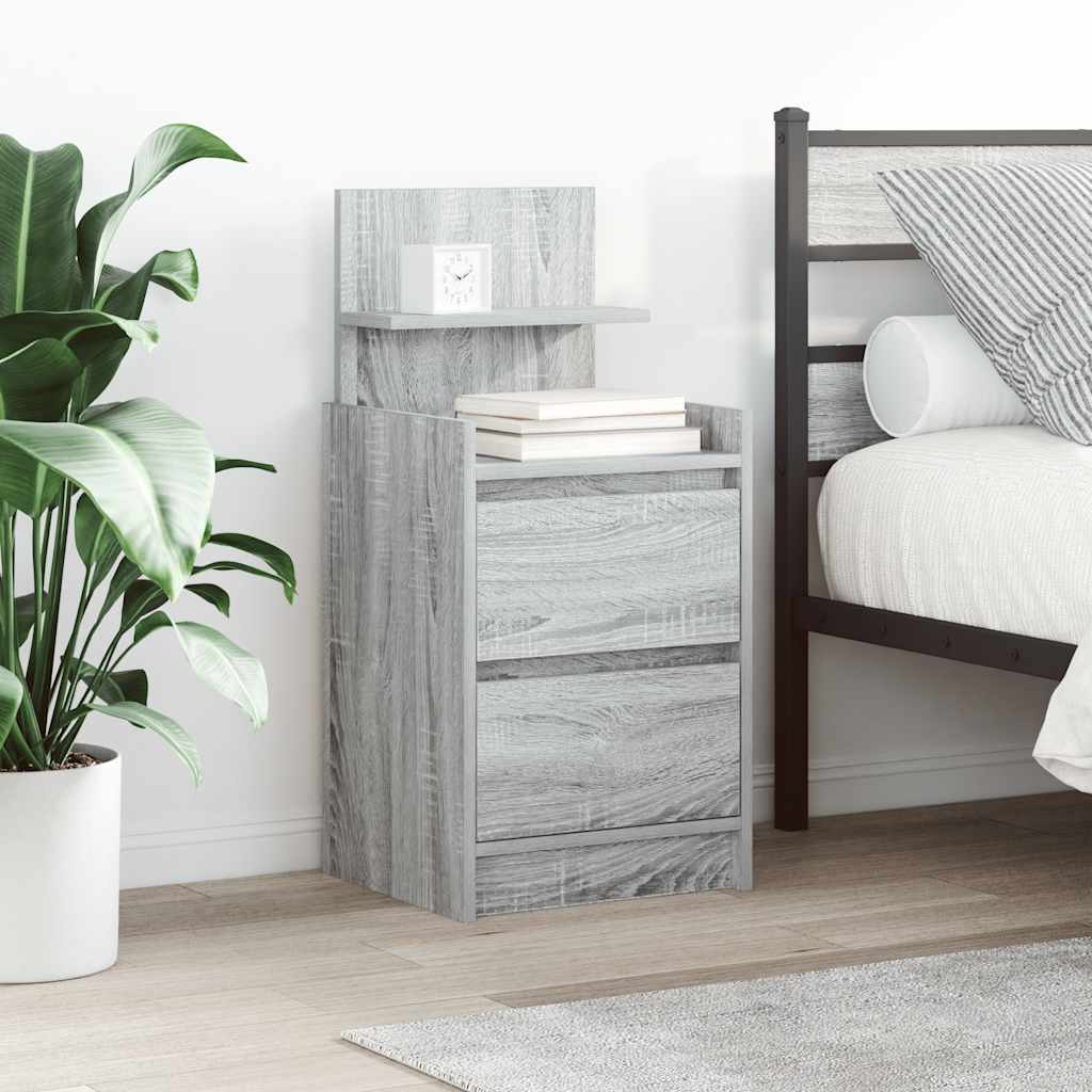 vidaXL Nachtkastjes met 2 lades 2 st 38x34x80 cm zwart - Aashly