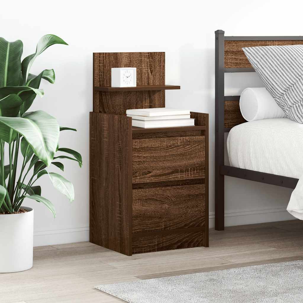 vidaXL Nachtkastjes met 2 lades 2 st 38x34x80 cm zwart - Aashly