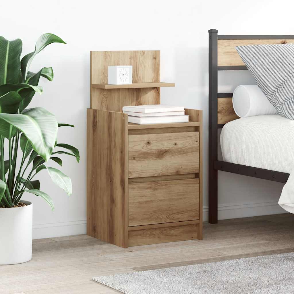 vidaXL Nachtkastjes met 2 lades 2 st 38x34x80 cm zwart - Aashly
