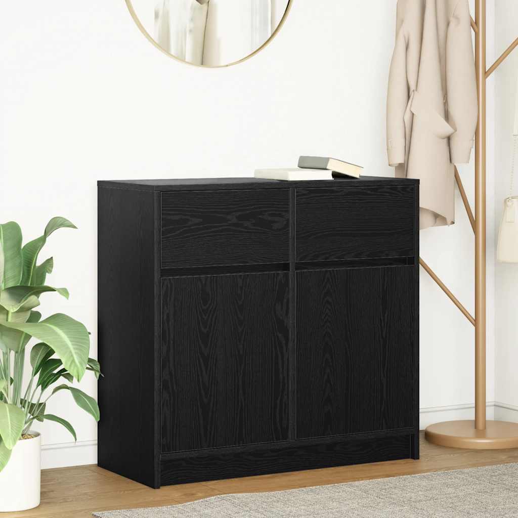 vidaXL Dressoir met lade 80x34x76 cm spaanplaat betongrijs - Aashly
