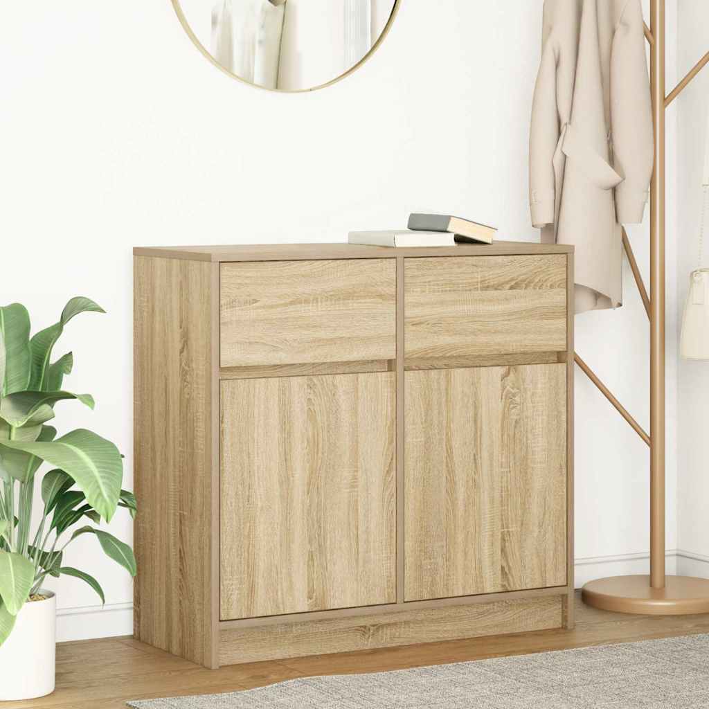 vidaXL Dressoir met lade 80x34x76 cm spaanplaat betongrijs - Aashly