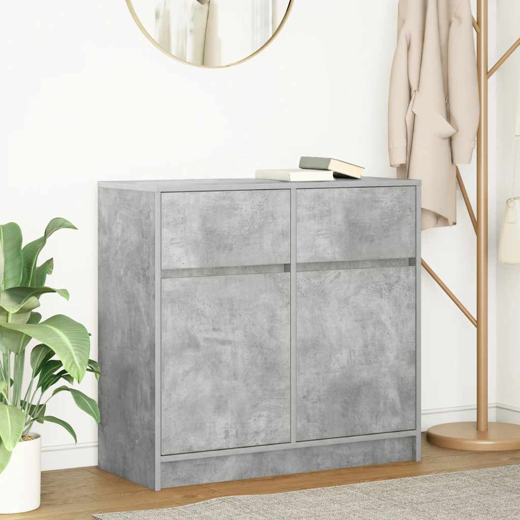 vidaXL Dressoir met lade 80x34x76 cm spaanplaat betongrijs - Aashly