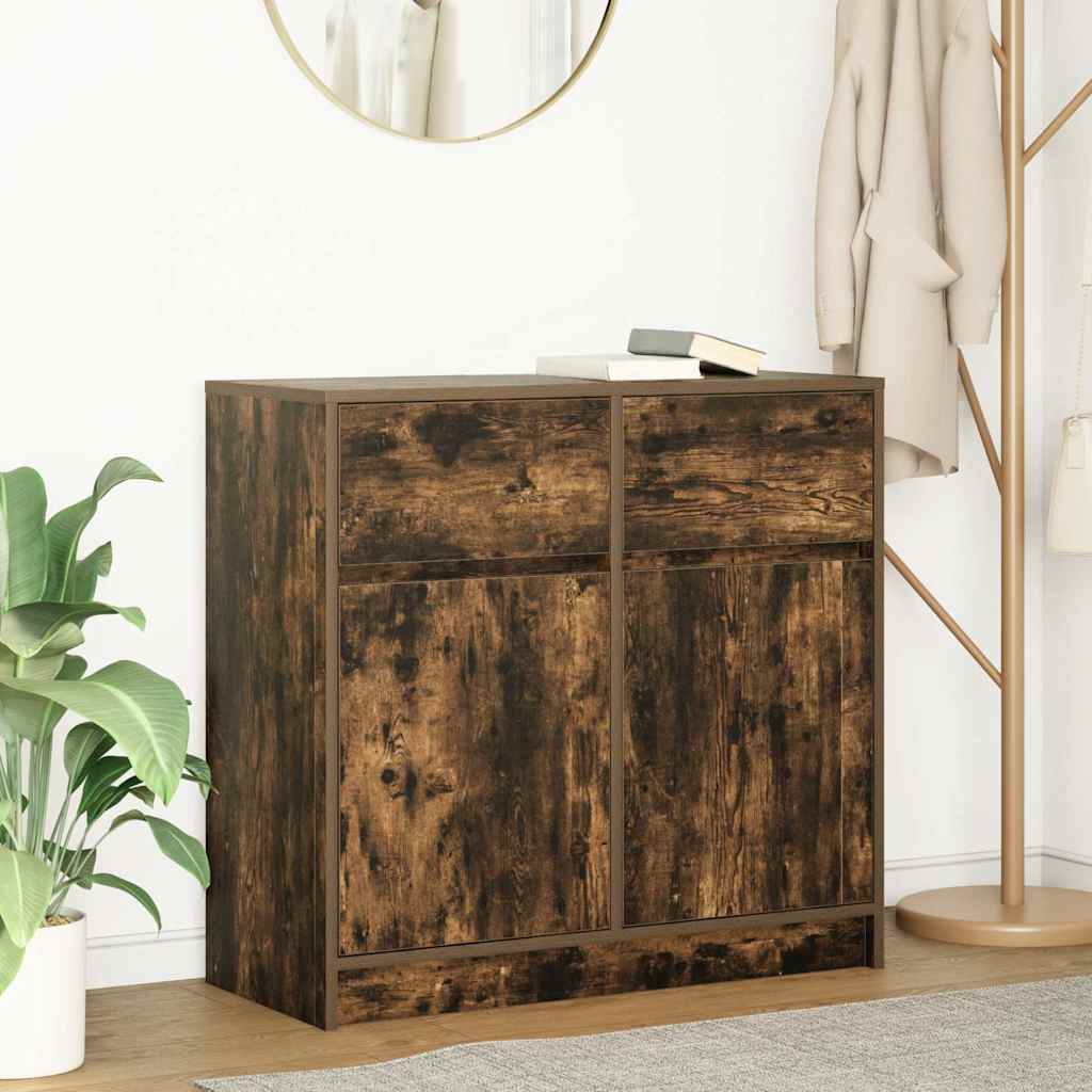 vidaXL Dressoir met lade 80x34x76 cm spaanplaat betongrijs - Aashly