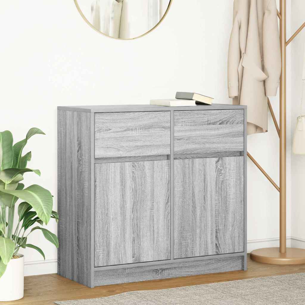 vidaXL Dressoir met lade 80x34x76 cm spaanplaat betongrijs - Aashly