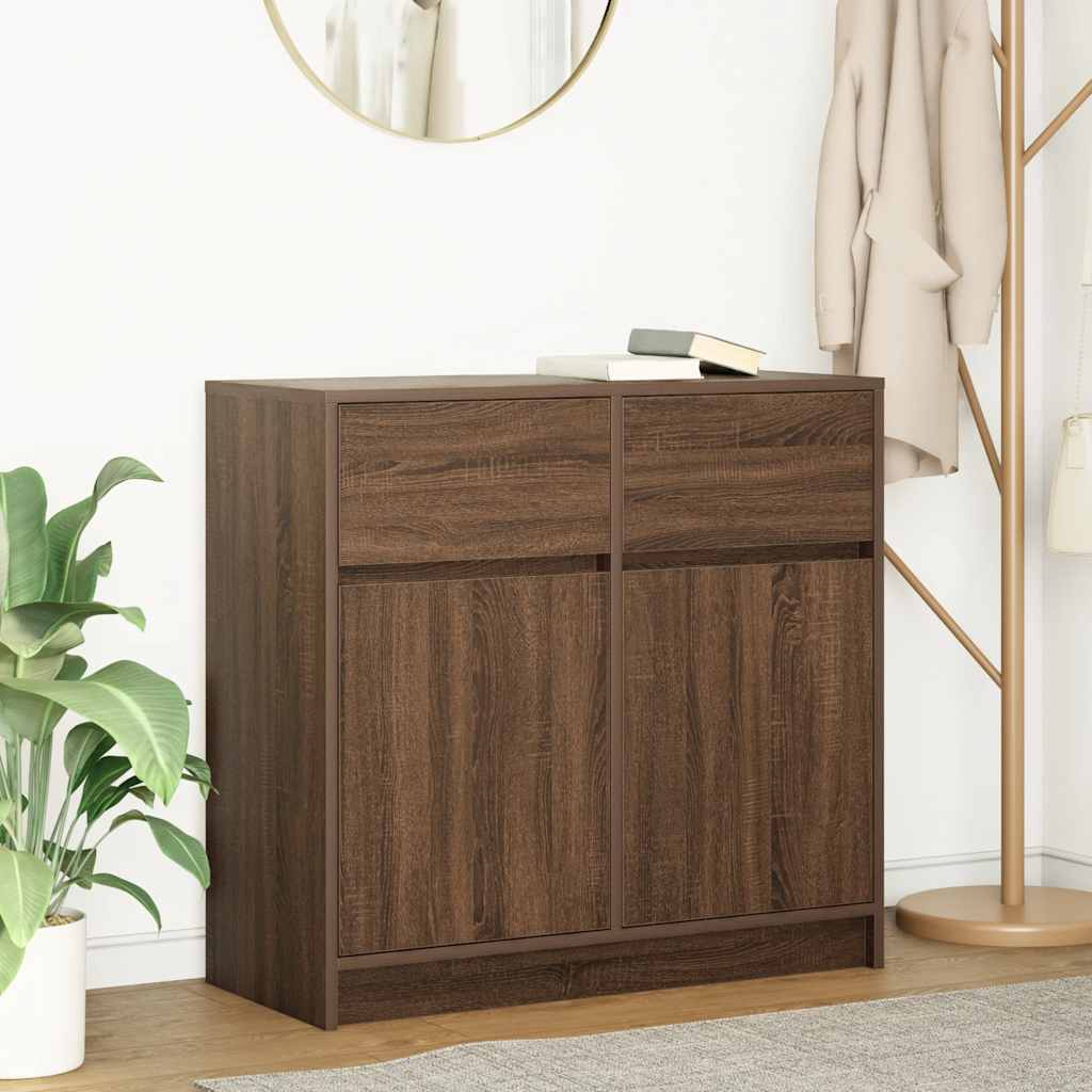 vidaXL Dressoir met lade 80x34x76 cm spaanplaat betongrijs - Aashly