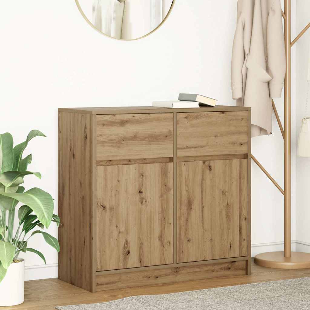 vidaXL Dressoir met lade 80x34x76 cm spaanplaat betongrijs - Aashly