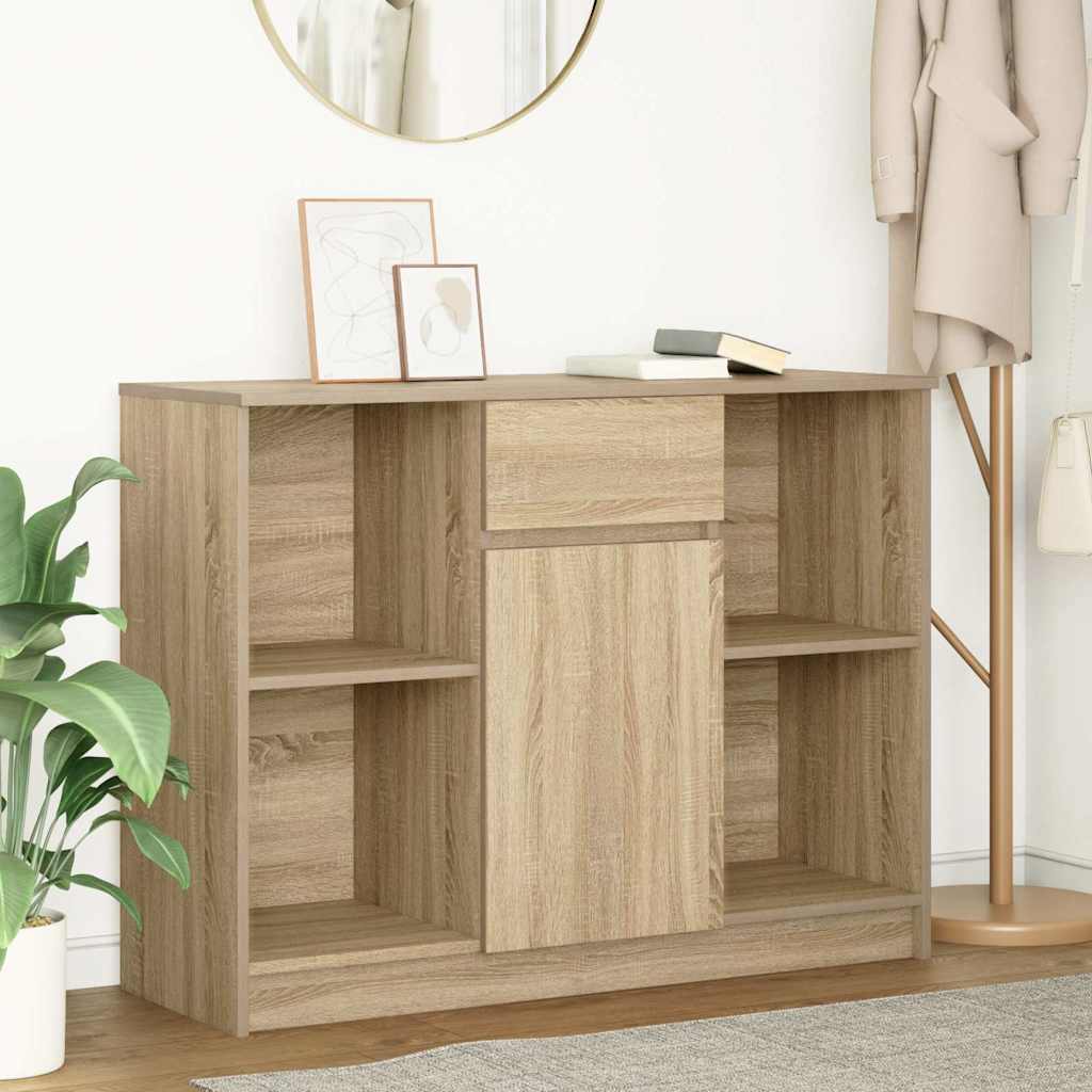 vidaXL Dressoir met lade 101x35x76 cm spaanplaat betongrijs - Aashly