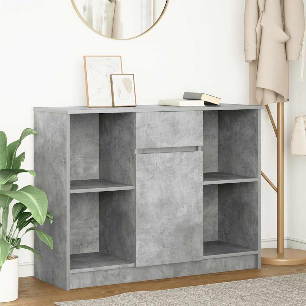 vidaXL Dressoir met lade 101x35x76 cm spaanplaat betongrijs - Aashly