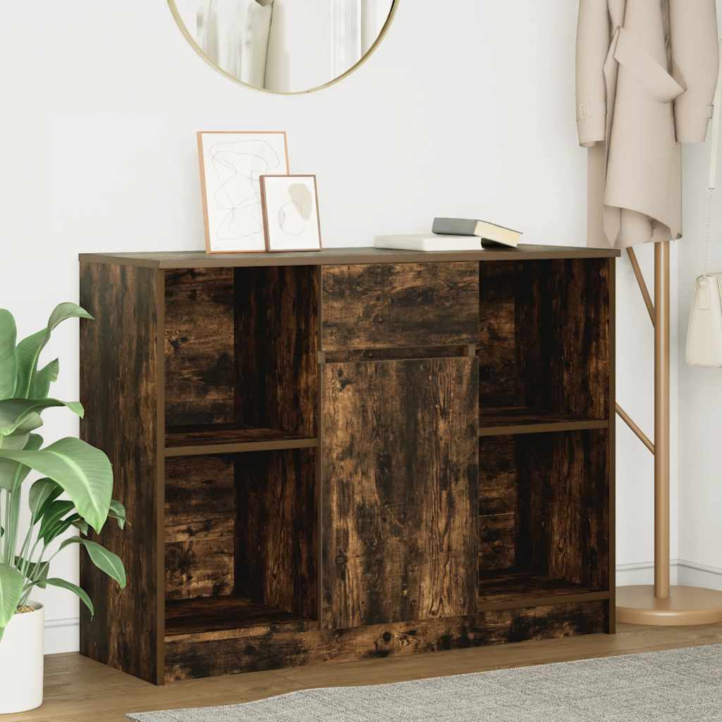 vidaXL Dressoir met lade 101x35x76 cm spaanplaat betongrijs - Aashly