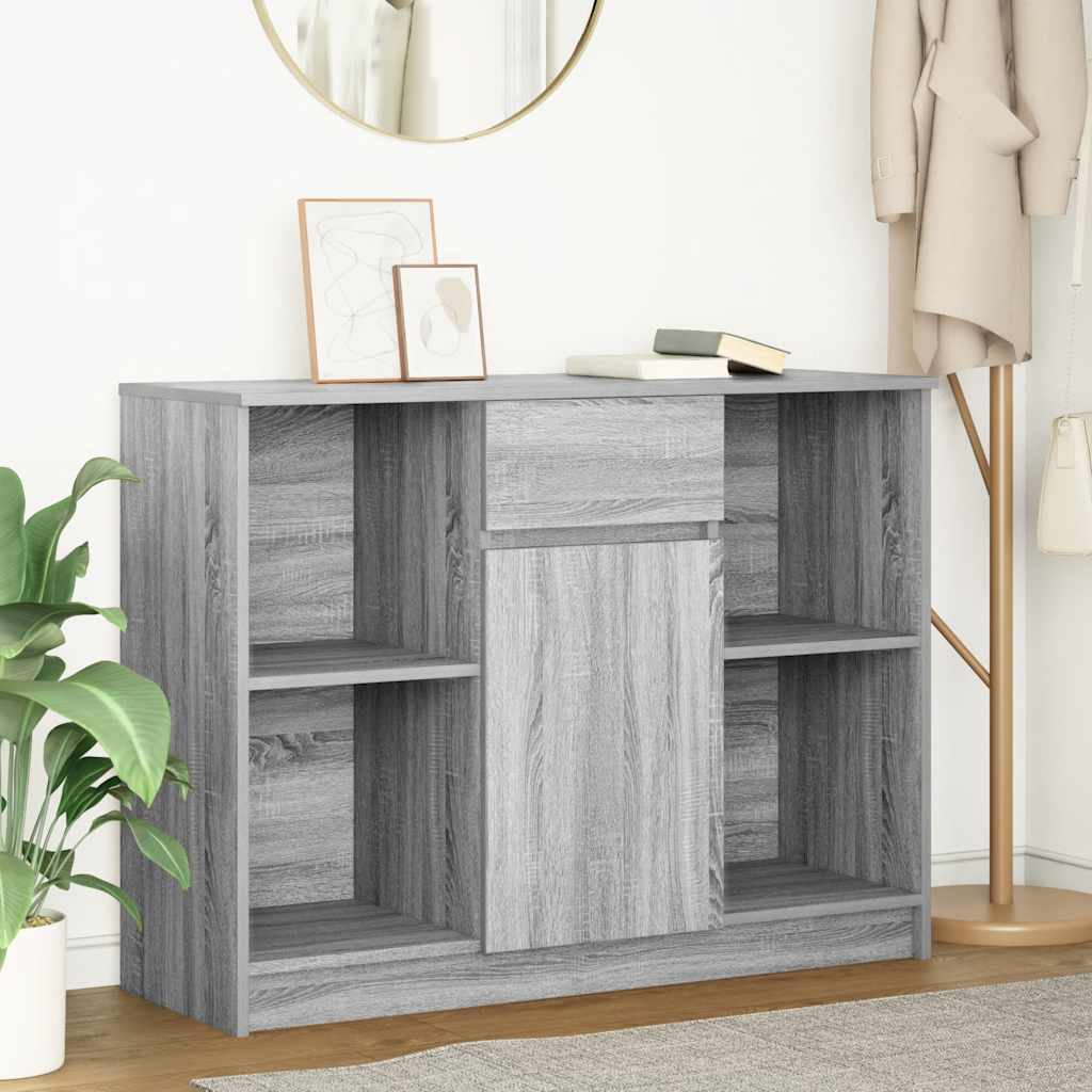 vidaXL Dressoir met lade 101x35x76 cm spaanplaat betongrijs - Aashly