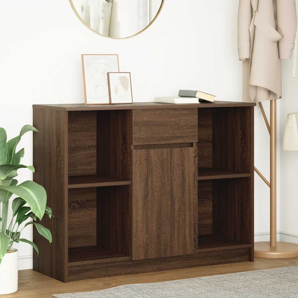 vidaXL Dressoir met lade 101x35x76 cm spaanplaat betongrijs - Aashly