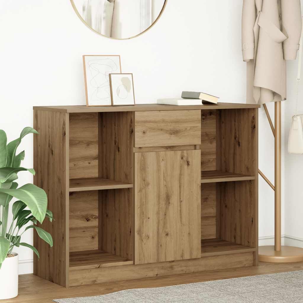 vidaXL Dressoir met lade 101x35x76 cm spaanplaat betongrijs - Aashly