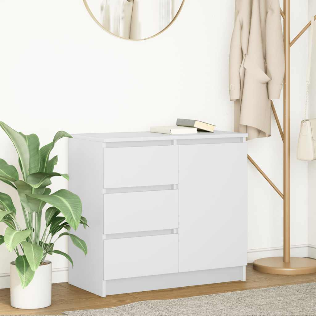 vidaXL Dressoir met lade 71x35x65 cm spaanplaat wit - Aashly
