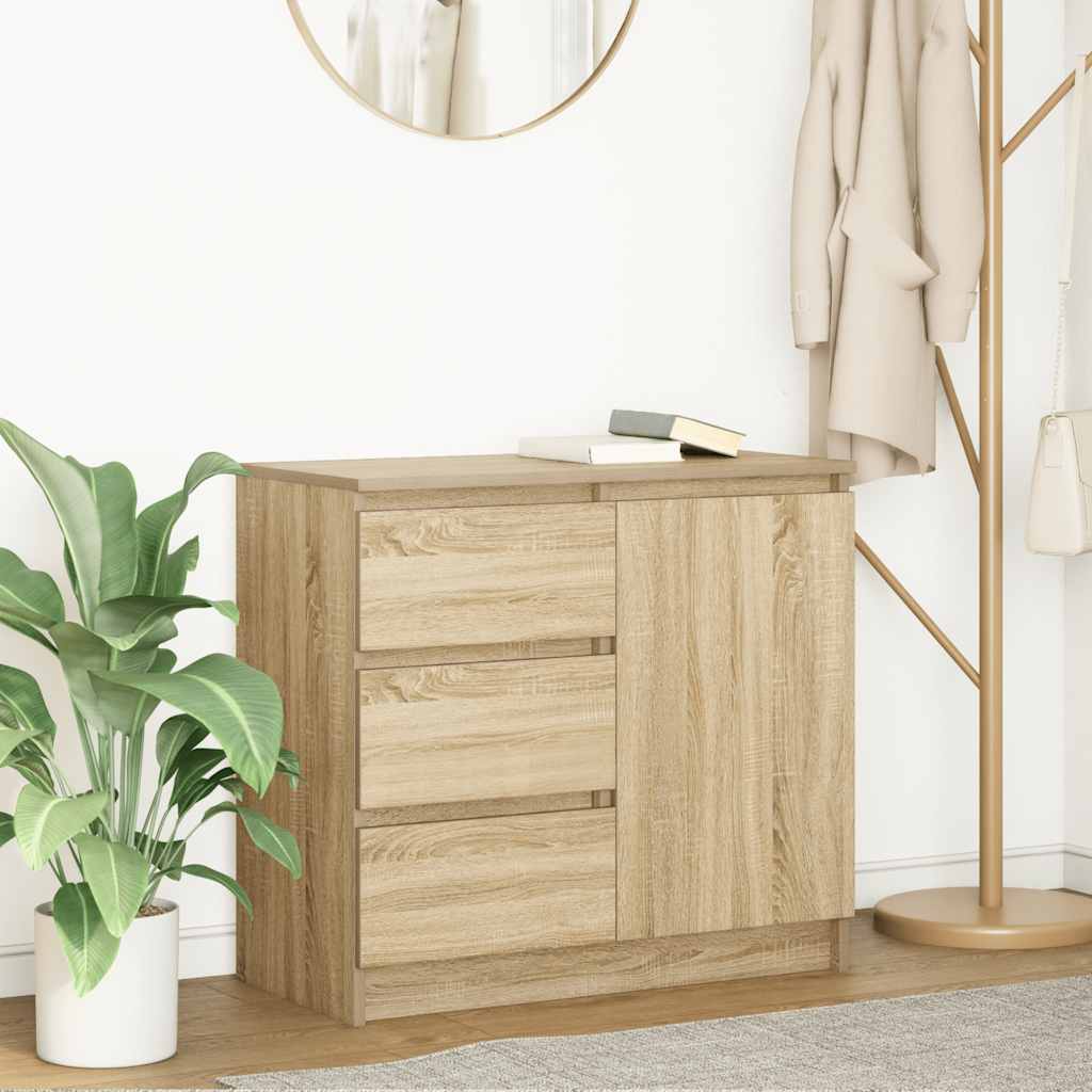 vidaXL Dressoir met lade 71x35x65 cm spaanplaat wit - Aashly