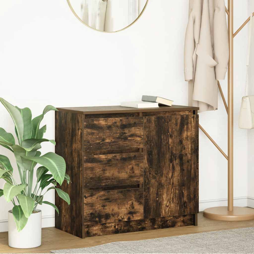 vidaXL Dressoir met lade 71x35x65 cm spaanplaat wit - Aashly