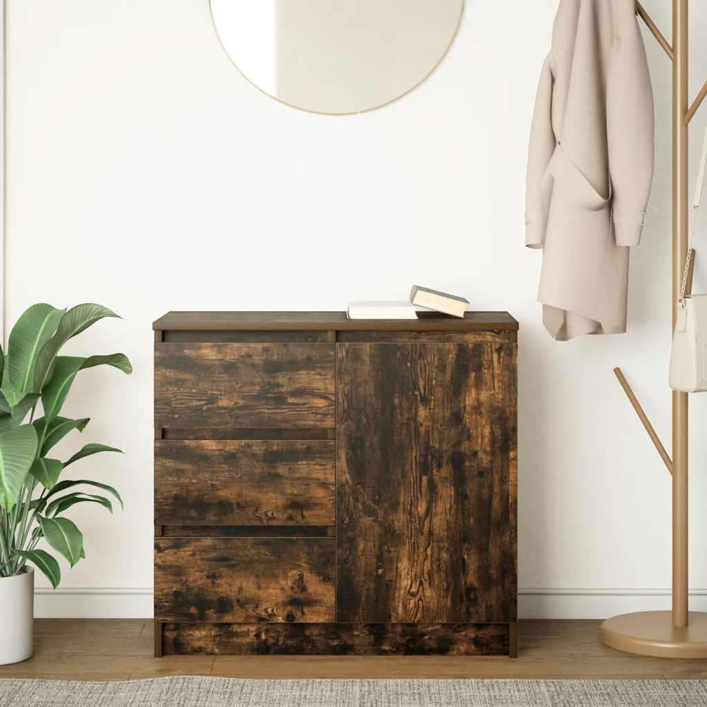 vidaXL Dressoir met lade 71x35x65 cm spaanplaat wit - Aashly