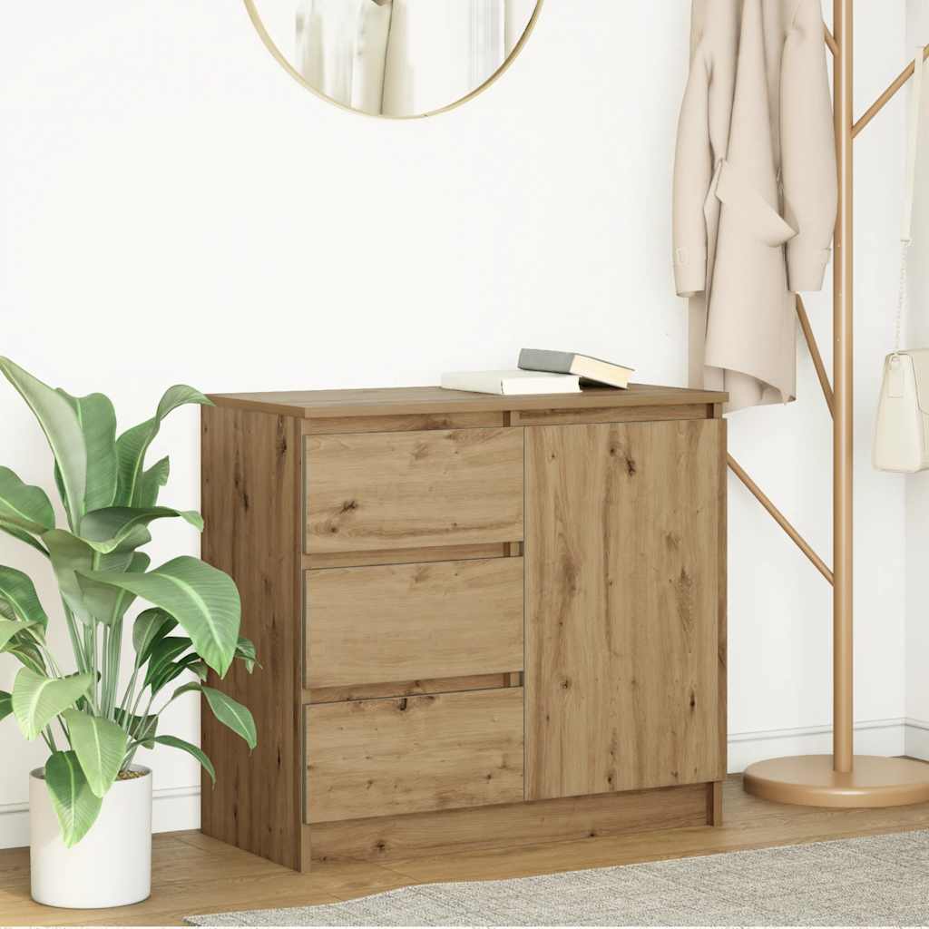 vidaXL Dressoir met lade 71x35x65 cm spaanplaat wit - Aashly