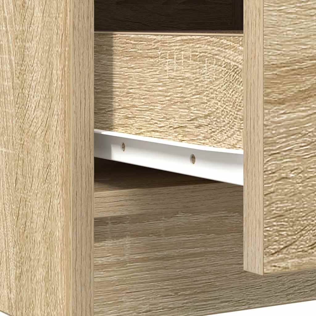 vidaXL Dressoir met lades 71x35x84 cm spaanplaat gerookt eiken - Aashly
