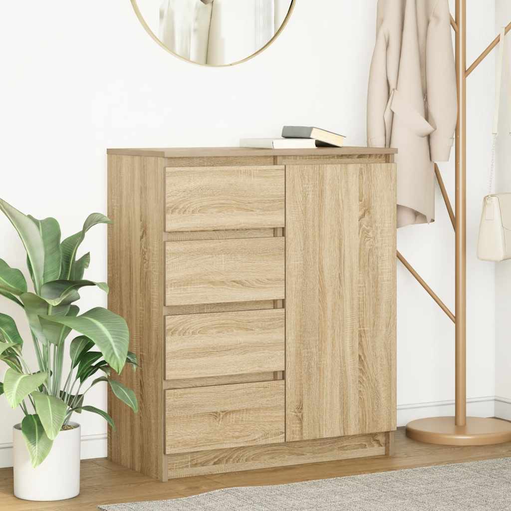 vidaXL Dressoir met lades 71x35x84 cm spaanplaat gerookt eiken - Aashly
