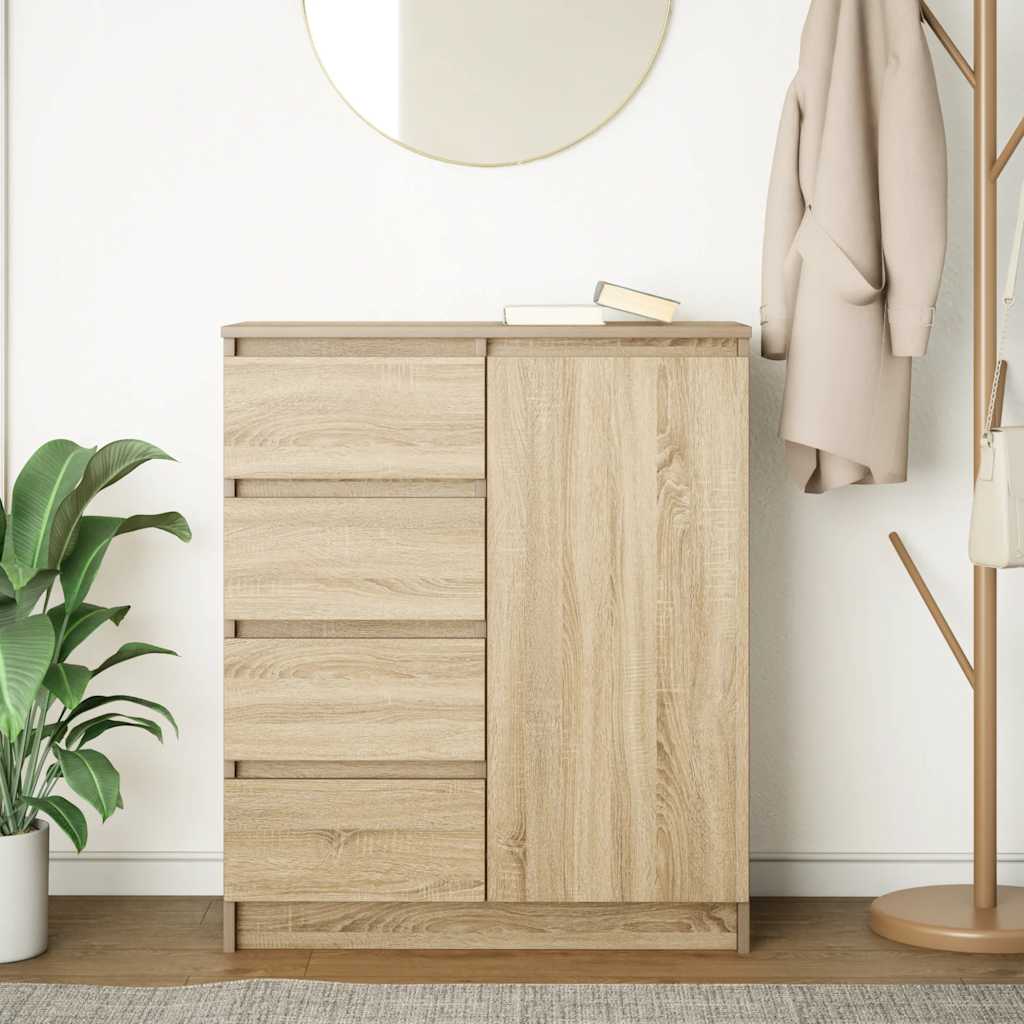 vidaXL Dressoir met lades 71x35x84 cm spaanplaat gerookt eiken - Aashly