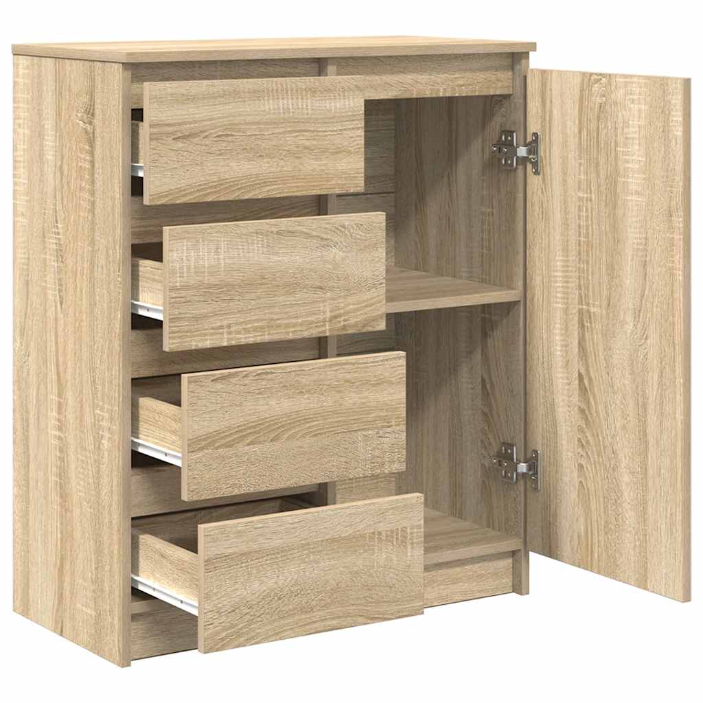 vidaXL Dressoir met lades 71x35x84 cm spaanplaat gerookt eiken - Aashly