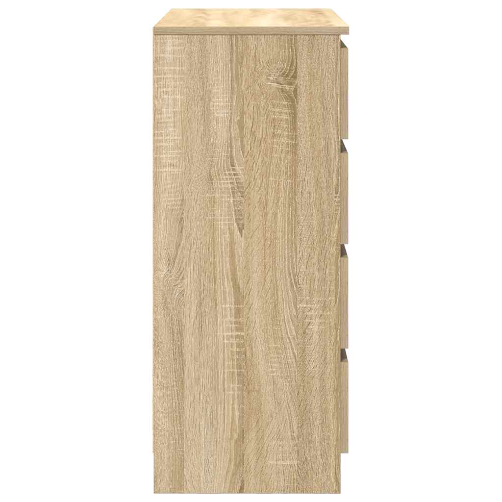 vidaXL Dressoir met lades 71x35x84 cm spaanplaat gerookt eiken - Aashly
