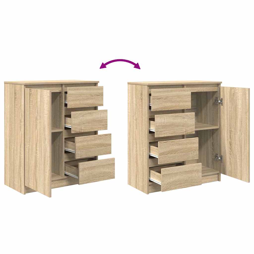 vidaXL Dressoir met lades 71x35x84 cm spaanplaat gerookt eiken - Aashly