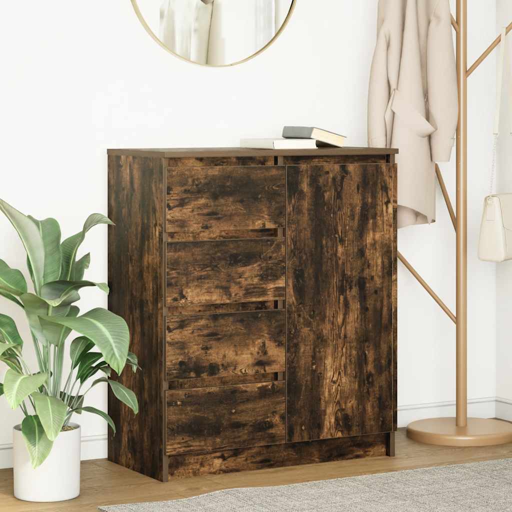 vidaXL Dressoir met lades 71x35x84 cm spaanplaat gerookt eiken - Aashly