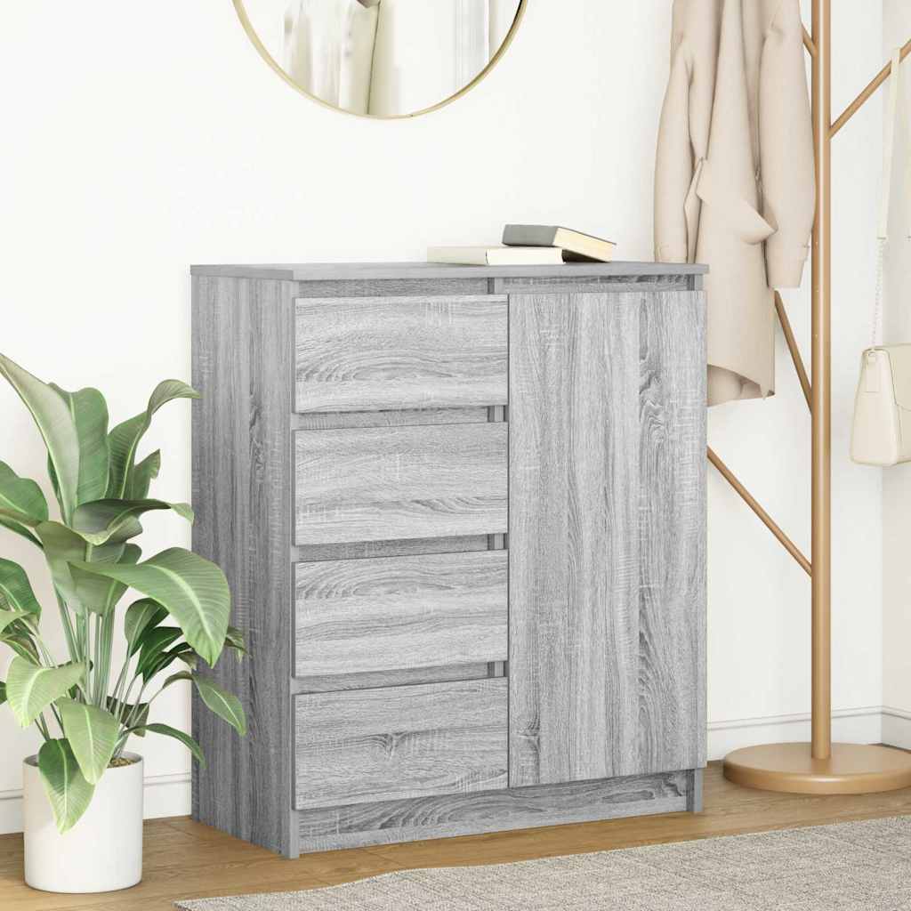 vidaXL Dressoir met lades 71x35x84 cm spaanplaat gerookt eiken - Aashly