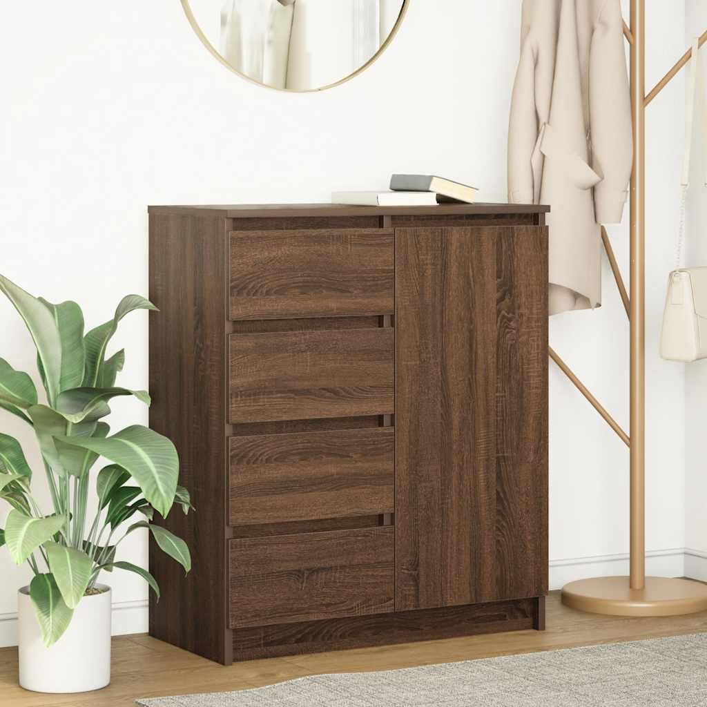vidaXL Dressoir met lades 71x35x84 cm spaanplaat gerookt eiken - Aashly