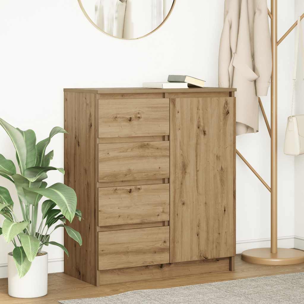 vidaXL Dressoir met lades 71x35x84 cm spaanplaat gerookt eiken - Aashly