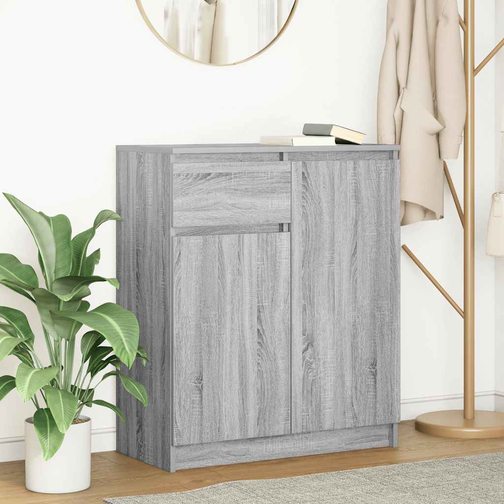 vidaXL Dressoir met lade 71x35x84 cm spaanplaat betongrijs - Aashly