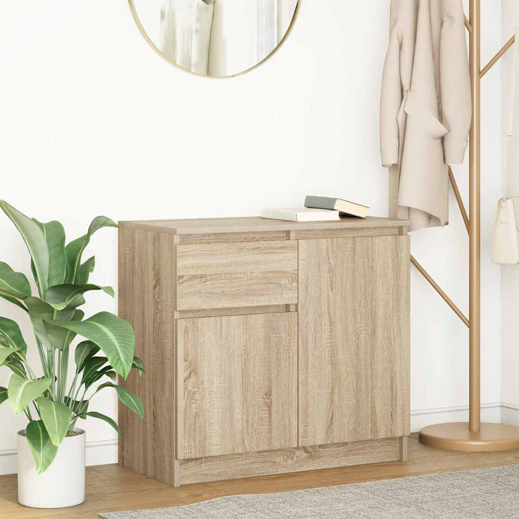 vidaXL Dressoir met lade 71x35x65 cm spaanplaat sonoma eikenkleurig - Aashly