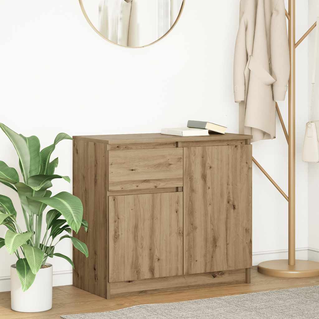 vidaXL Dressoir met lade 71x35x65 cm spaanplaat sonoma eikenkleurig - Aashly