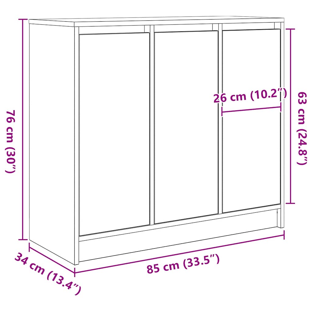 vidaXL Dressoir 85x34x76 cm bewerkt hout betongrijs - Aashly