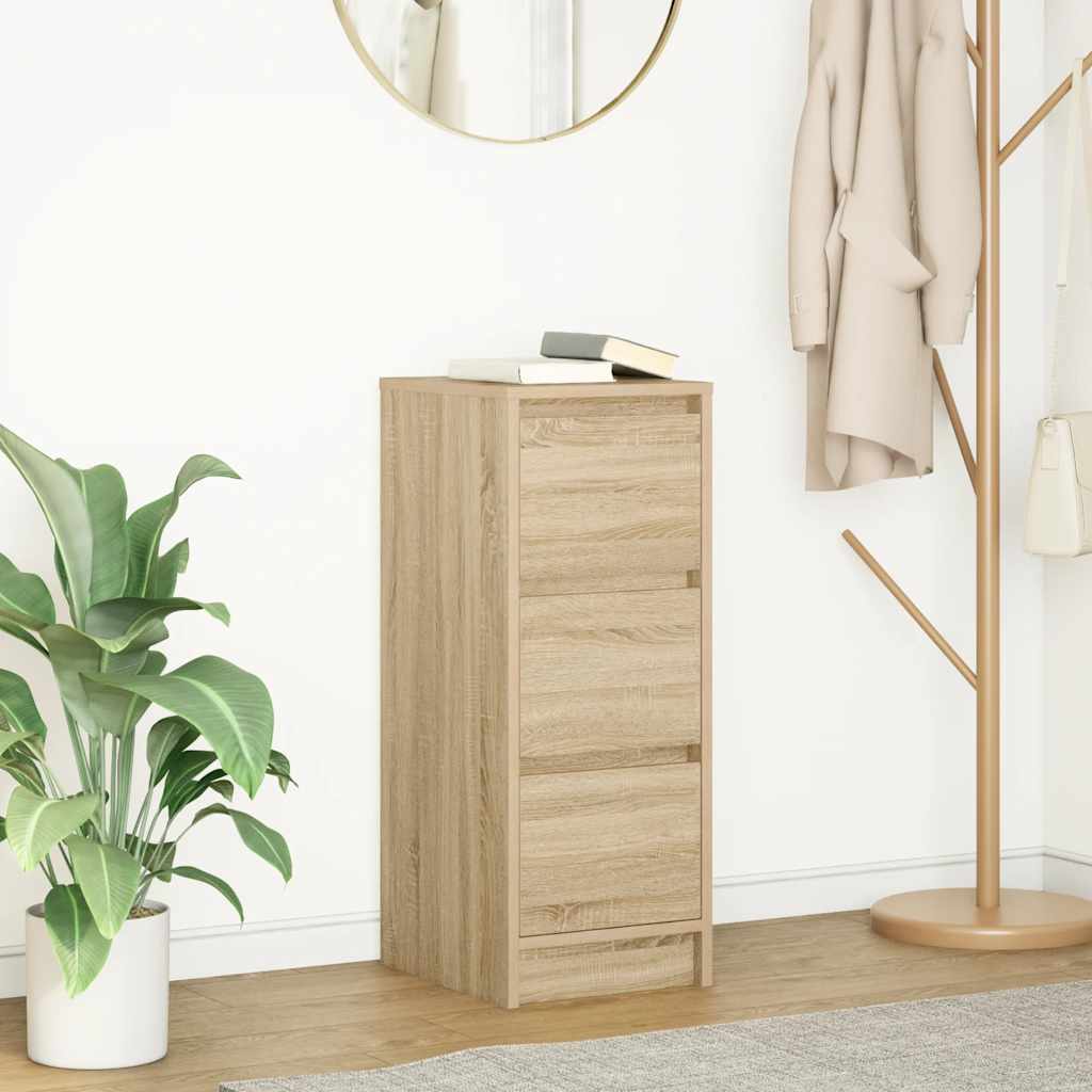 vidaXL Dressoir 29,5x34x76 cm bewerkt hout bruin eikenkleurig - Aashly