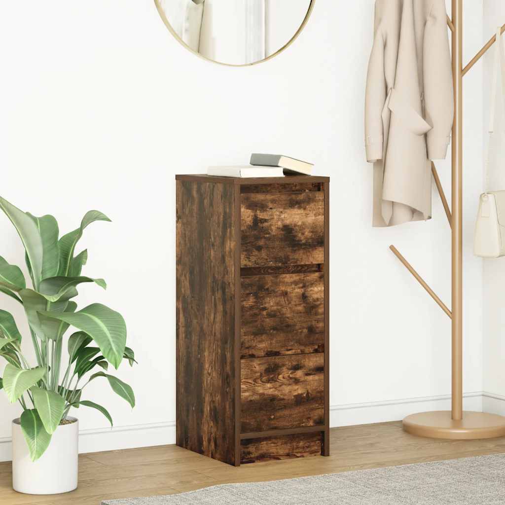 vidaXL Dressoir 29,5x34x76 cm bewerkt hout bruin eikenkleurig - Aashly