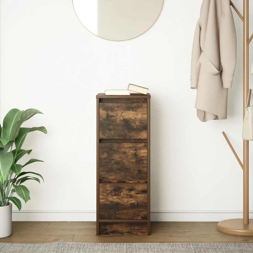 vidaXL Dressoir 29,5x34x76 cm bewerkt hout bruin eikenkleurig - Aashly