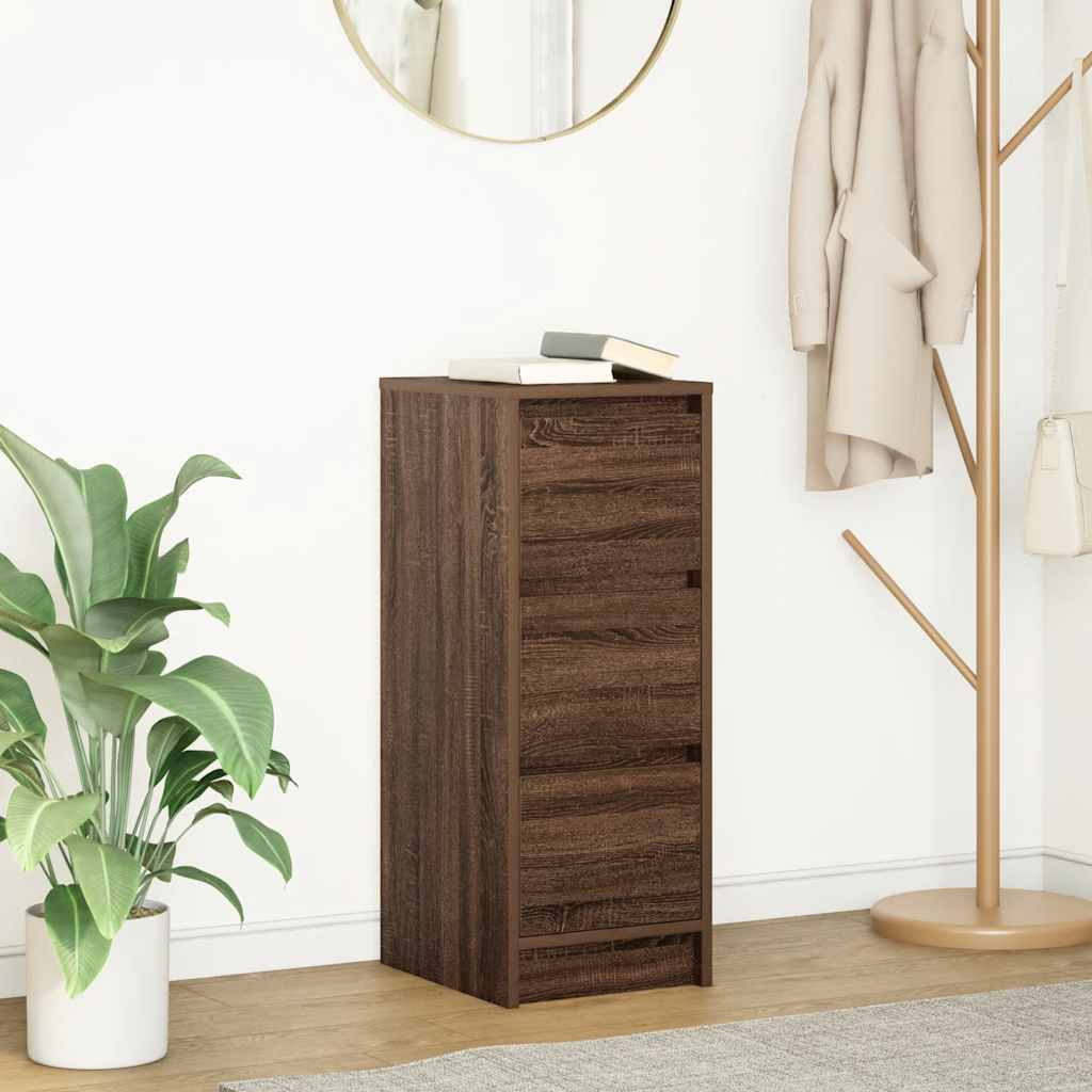 vidaXL Dressoir 29,5x34x76 cm bewerkt hout bruin eikenkleurig - Aashly