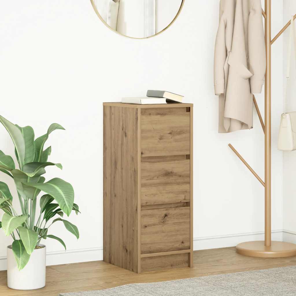 vidaXL Dressoir 29,5x34x76 cm bewerkt hout bruin eikenkleurig - Aashly