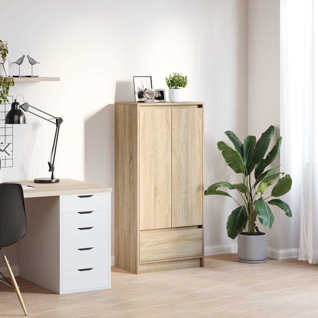 vidaXL Kast met lade 55,5x34x119,5 cm spaanplaat bruin eikenkleurig - Aashly